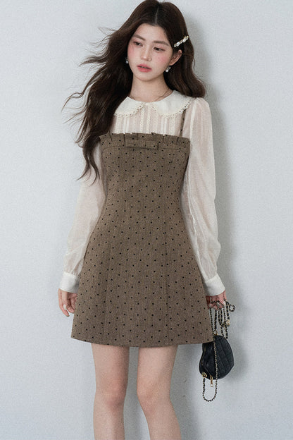 High-Waisted A-Line Polka Dot Dress