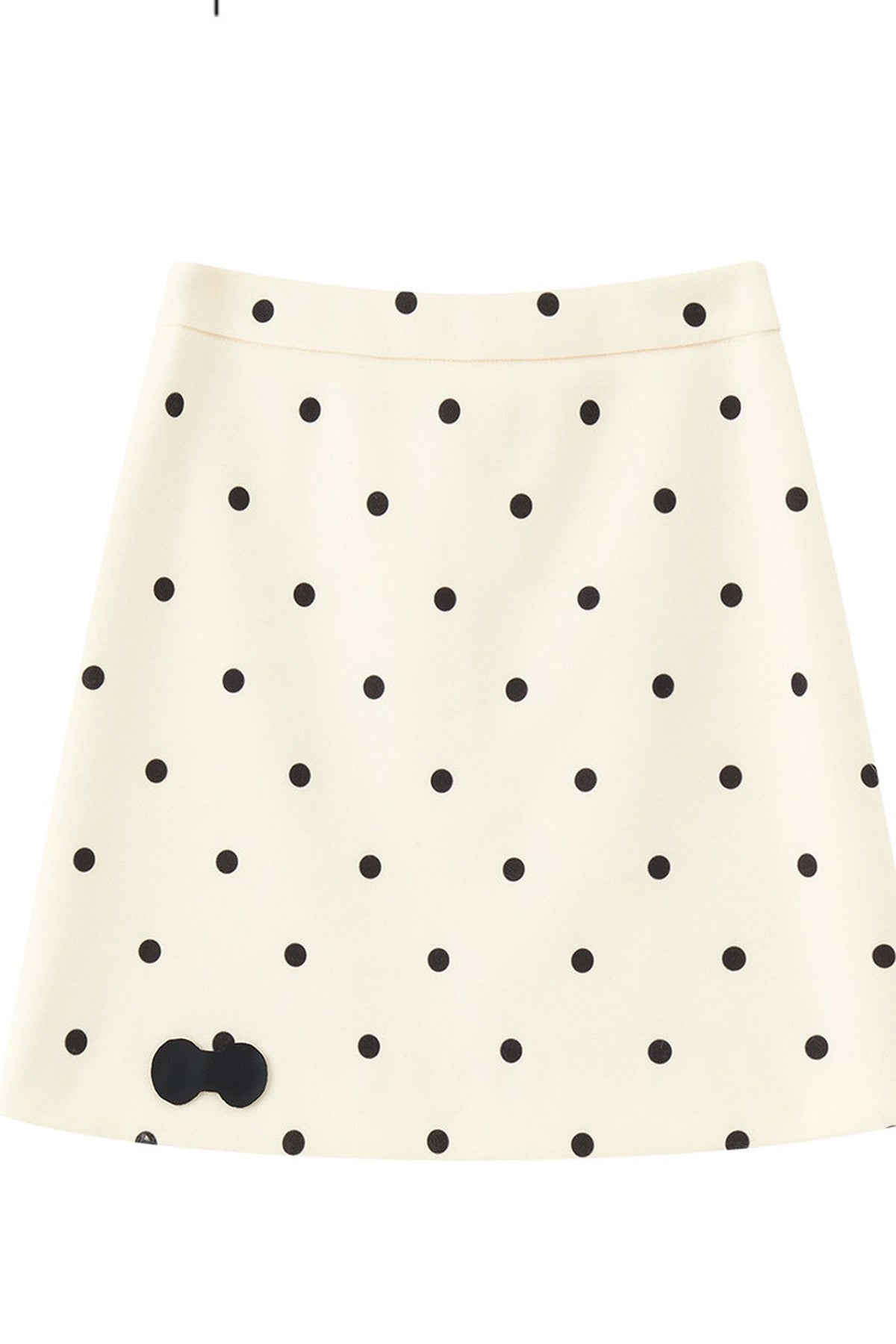 High-Waisted Drapey Polka Dot Woolen Skirt