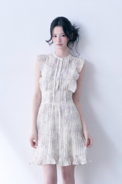 Floral Chiffon Pleated Dress