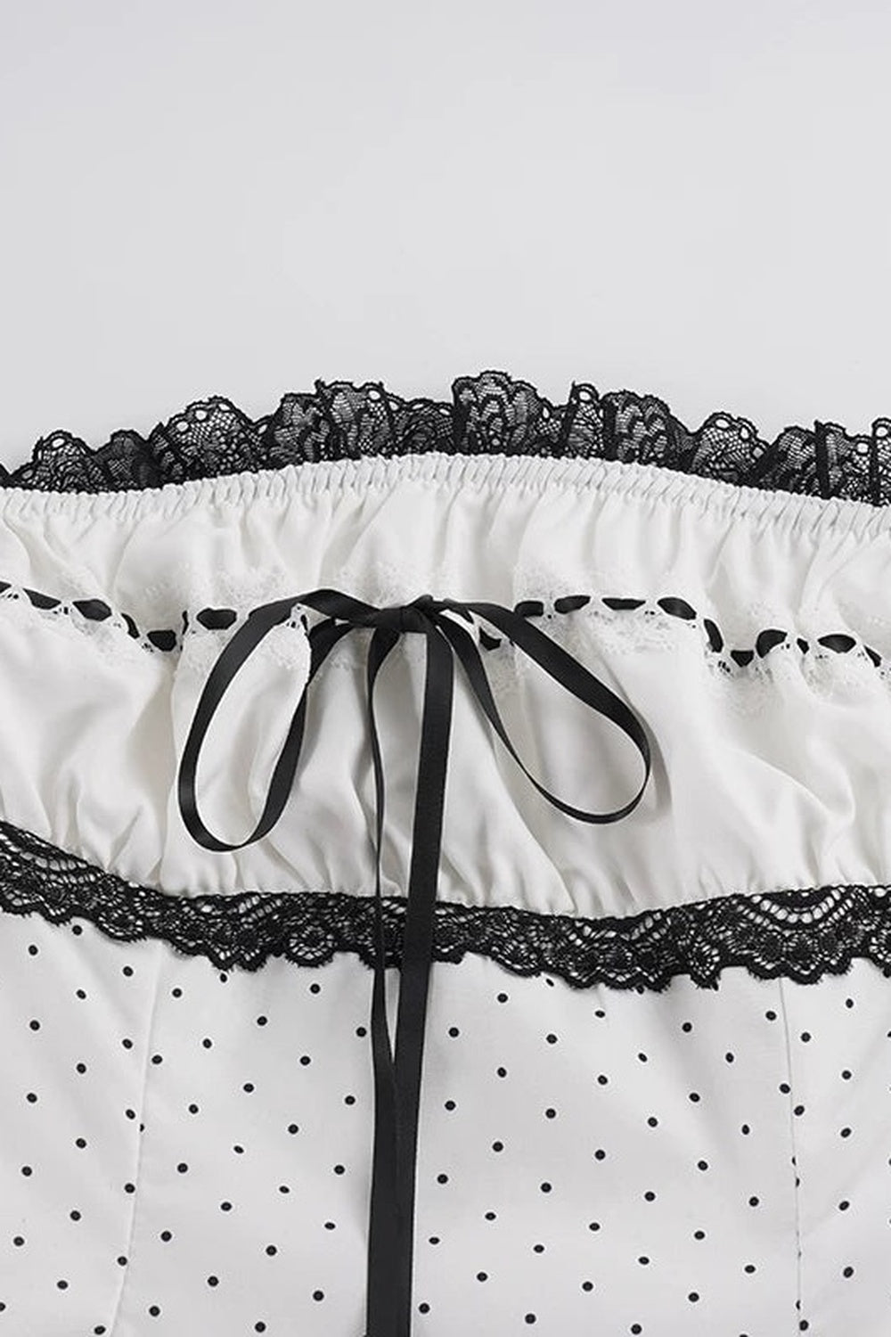Polka Dot Lace Trim Strapless Top