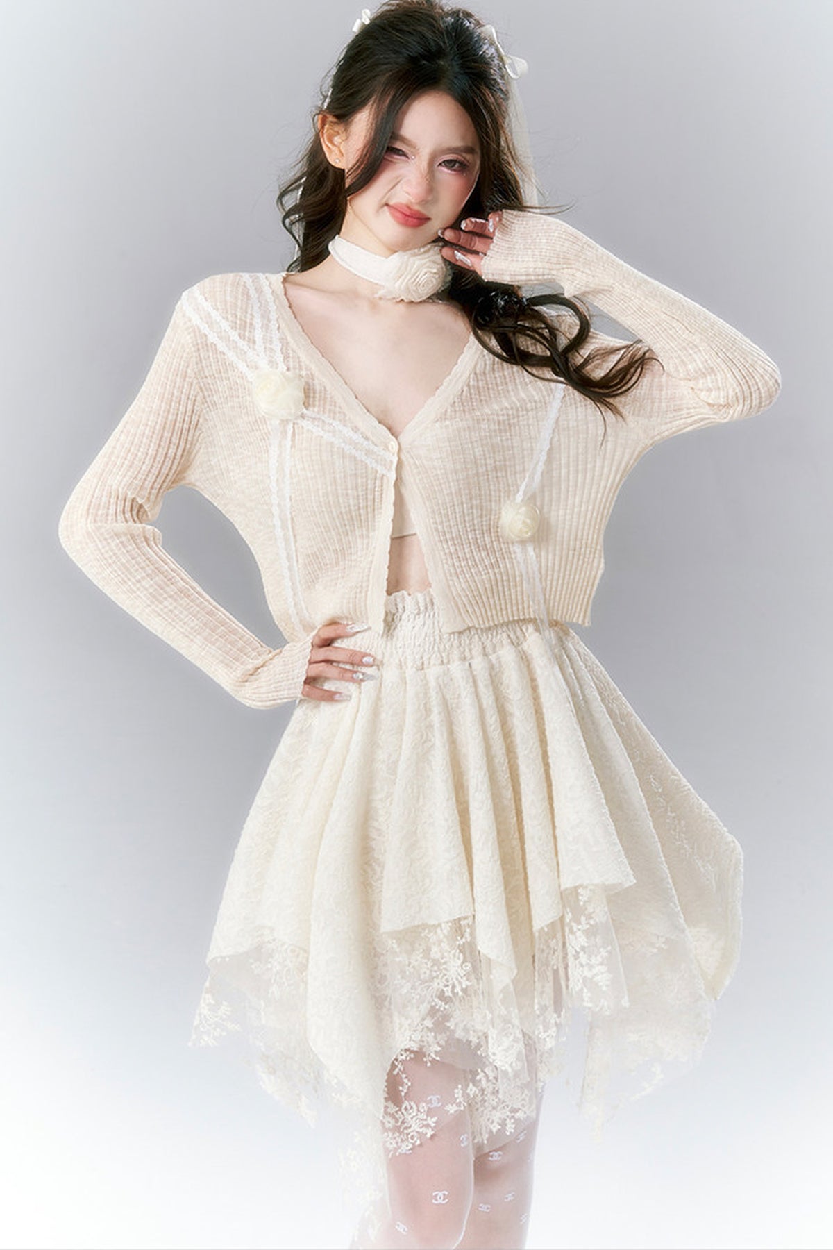 Pompon-Strickjacke