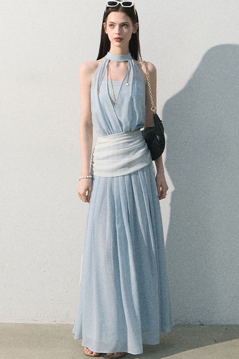 Chiffon Halter Neck Dress