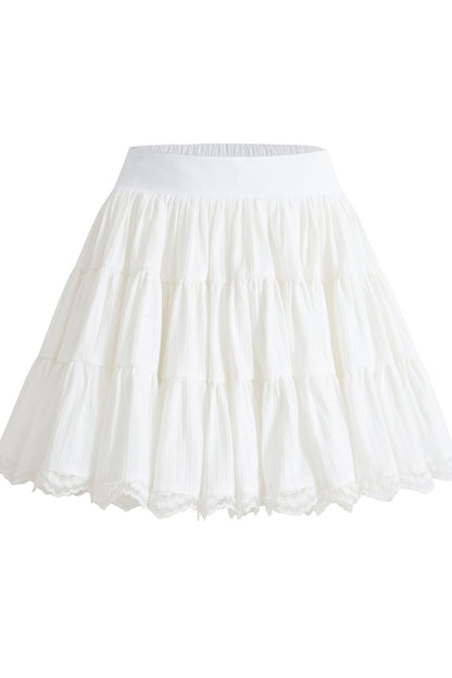 Lace Trim Knit Cardigan and Skirt Set-Up