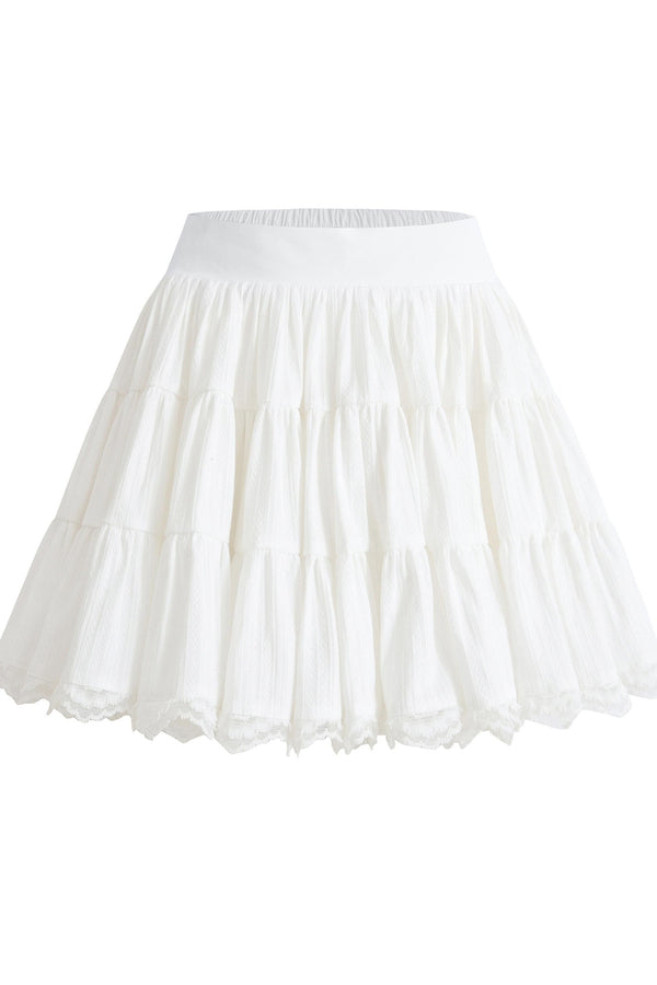 Lace Trim Knit Cardigan and Skirt Set-Up