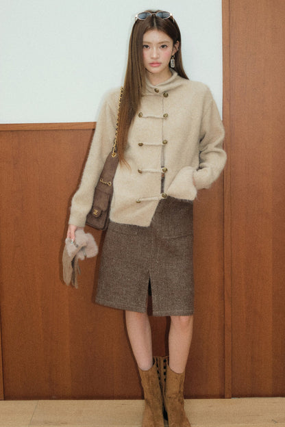 Button Cardigan and Skirt Set-Up