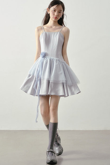 Muyu Camellia Cake Dress with Shawl Set