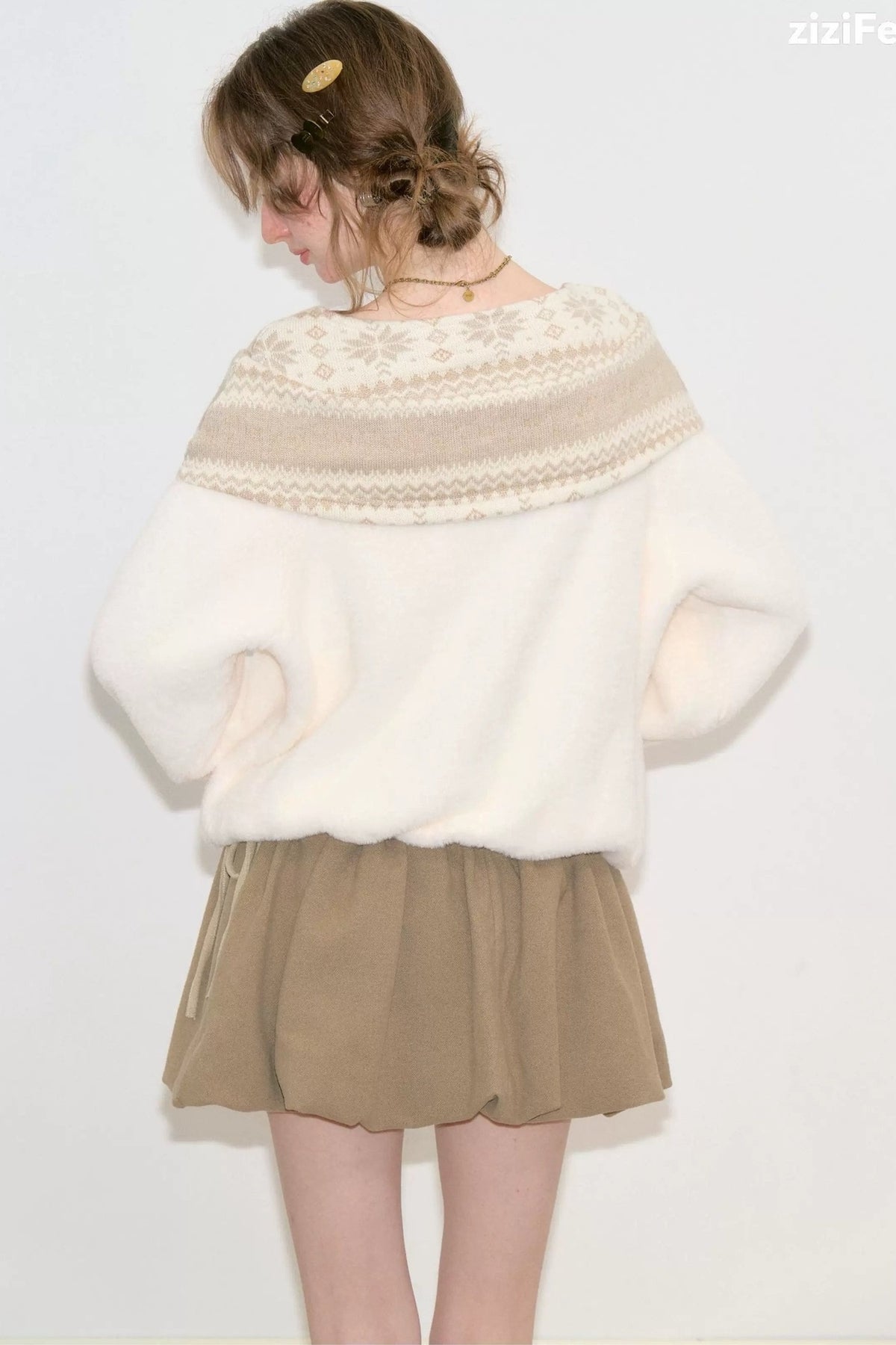 Fair Isle Shawl Collar Sweater