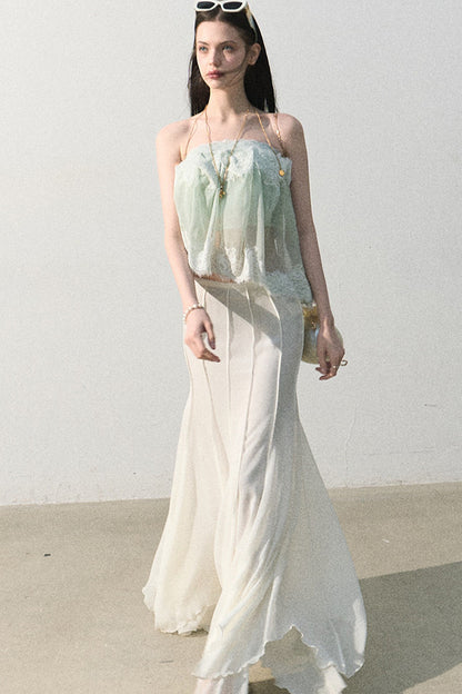 Mint Lace Off-Shoulder Top