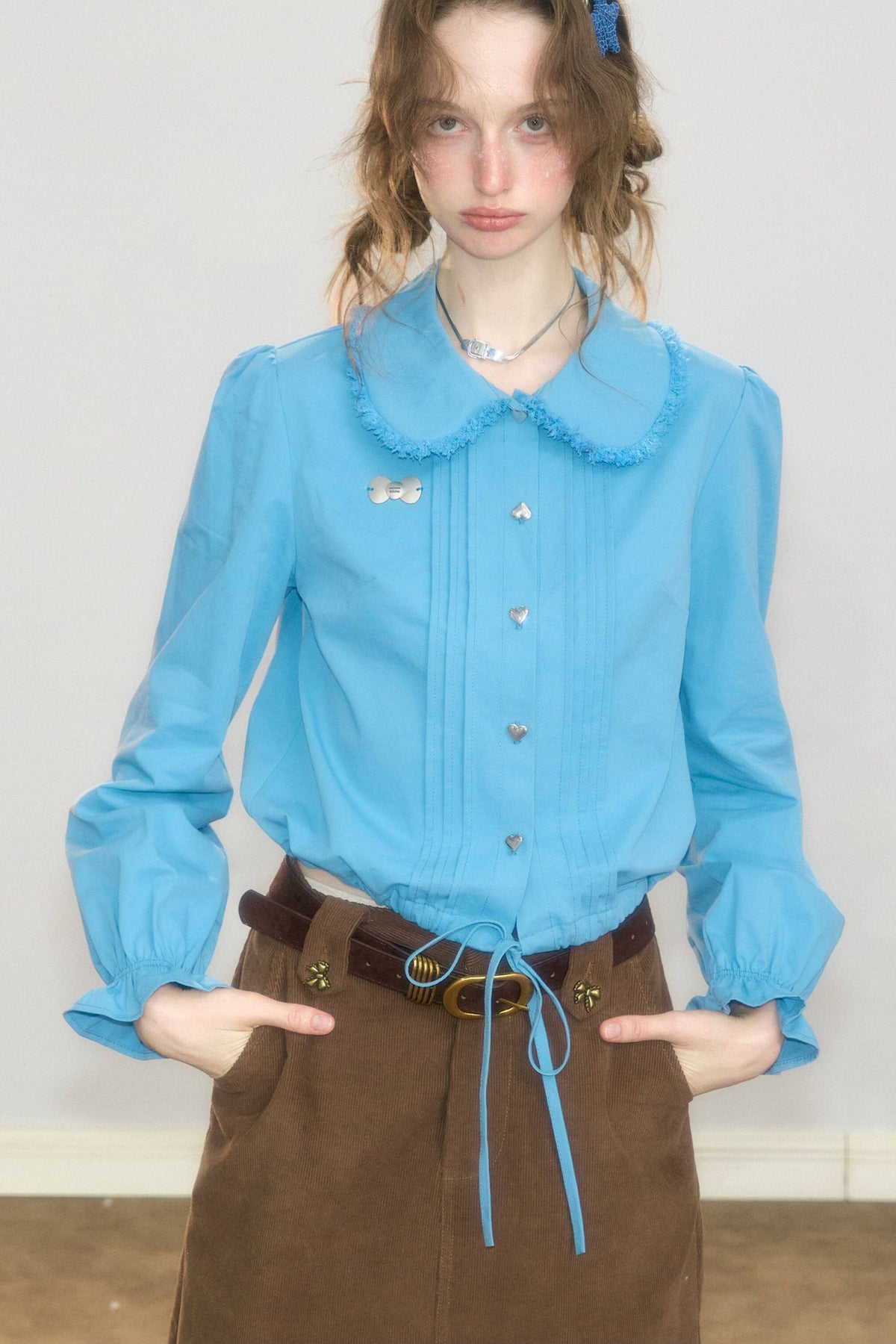 Tassel Doll Collar Short Shirt