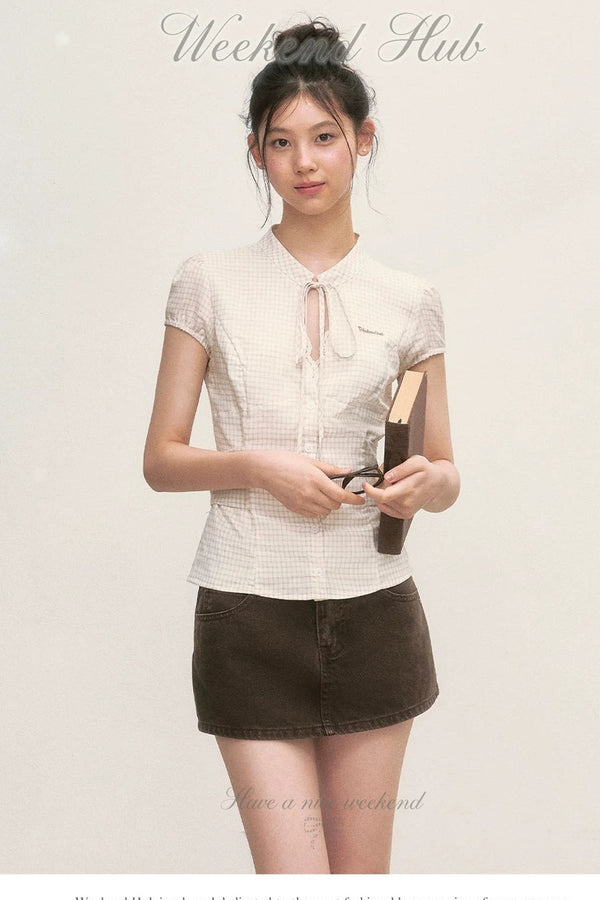 Preppy Puff-Sleeve Blouse