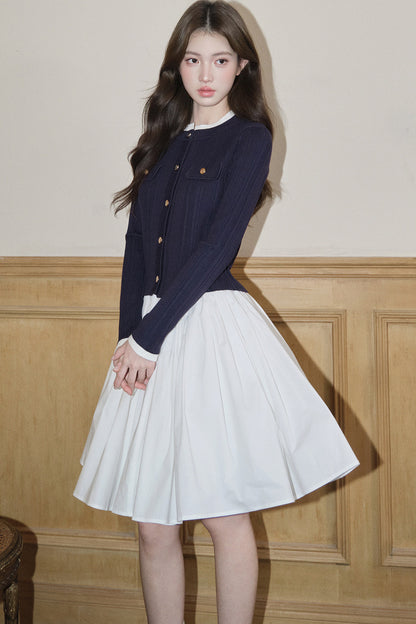 Pleated A-Line Midi Skirt
