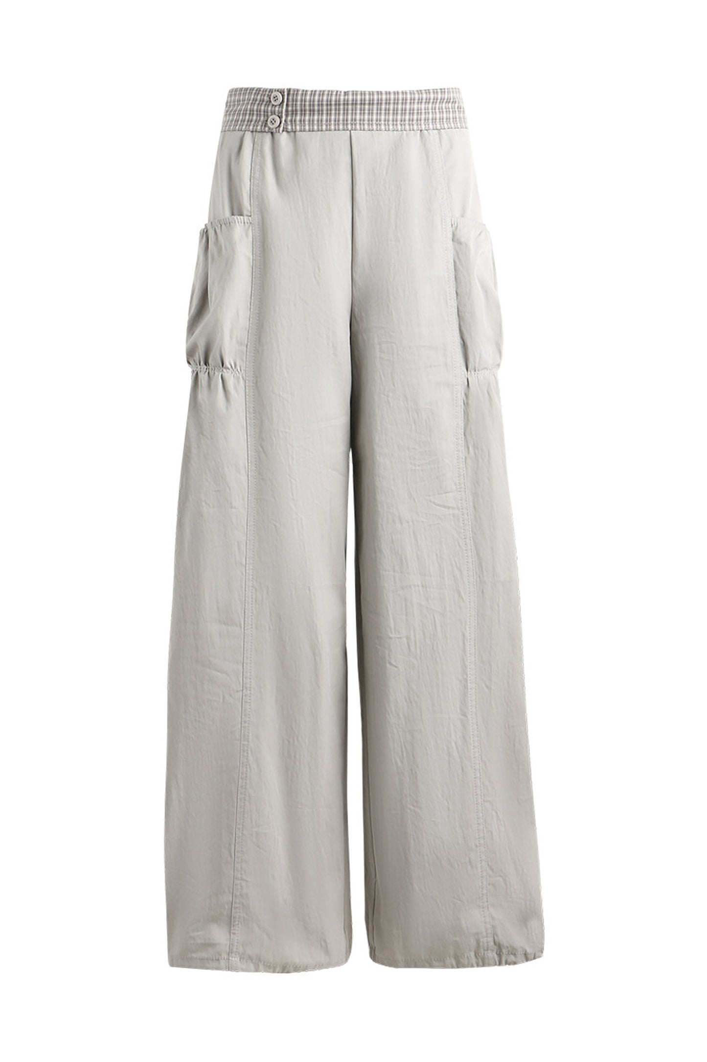 Patchwork Waistband Pocket Wide-Leg Cargo Pants