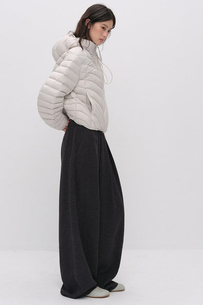 Wool Jacquard Wide-Leg Trousers