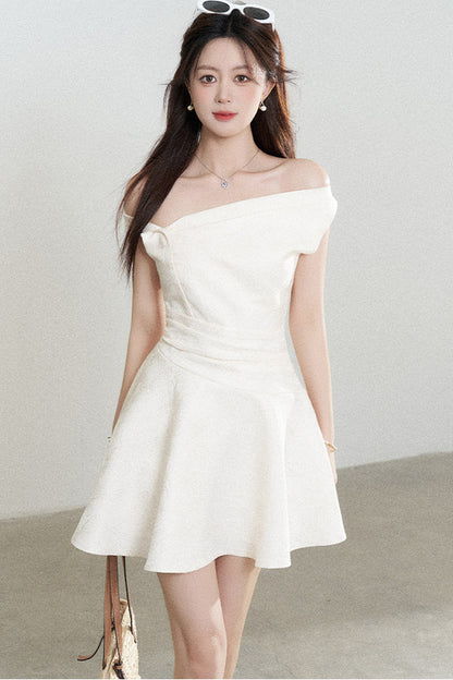 Apricot Off-Shoulder Slimming Dress