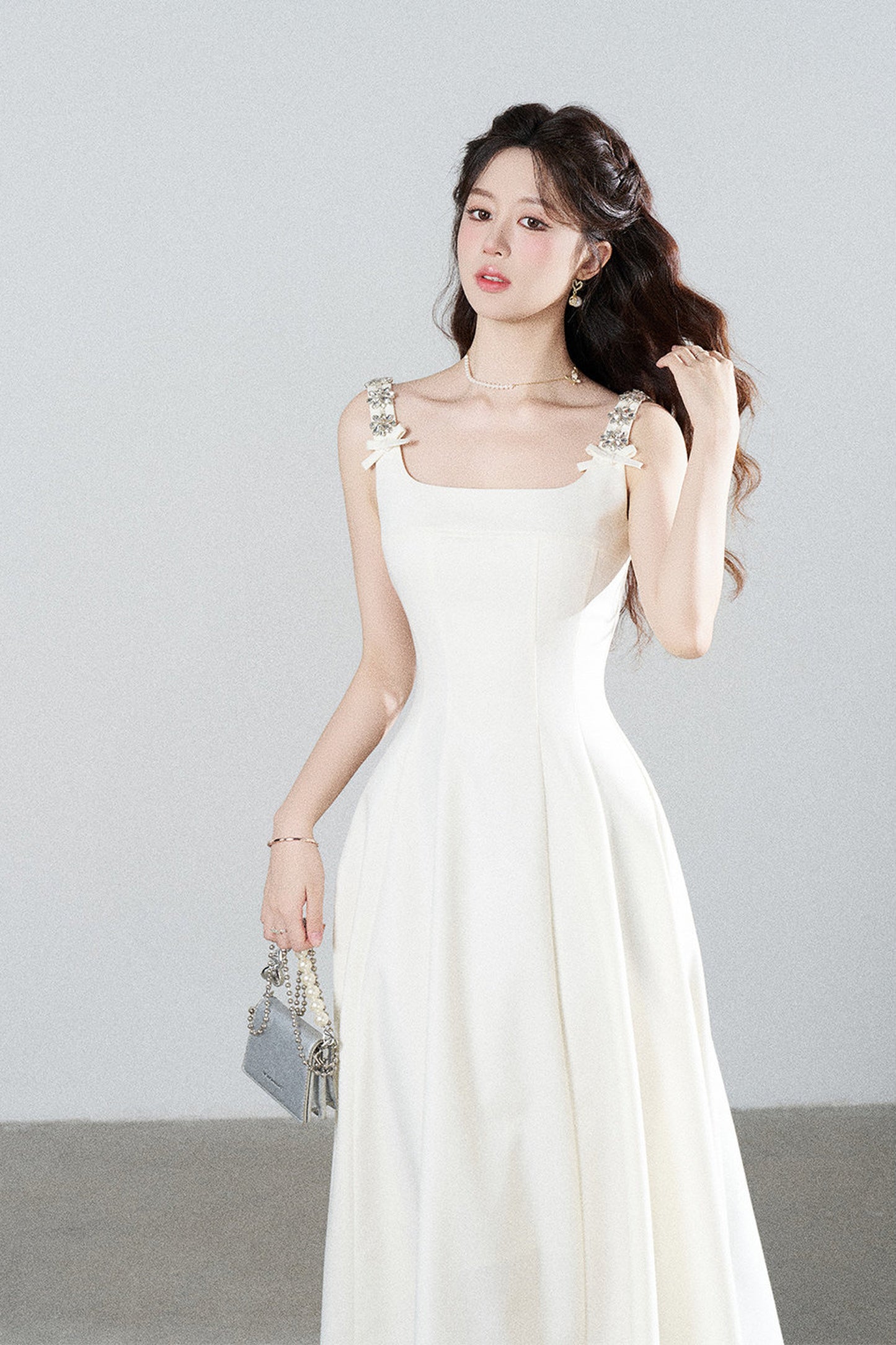 Elegant White Drapey Dress