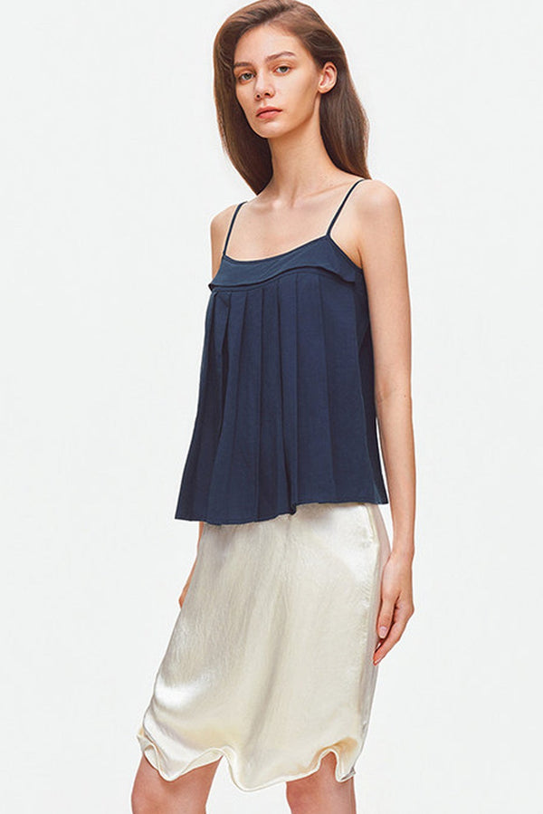 Pleated Lyocell Linen Camisole