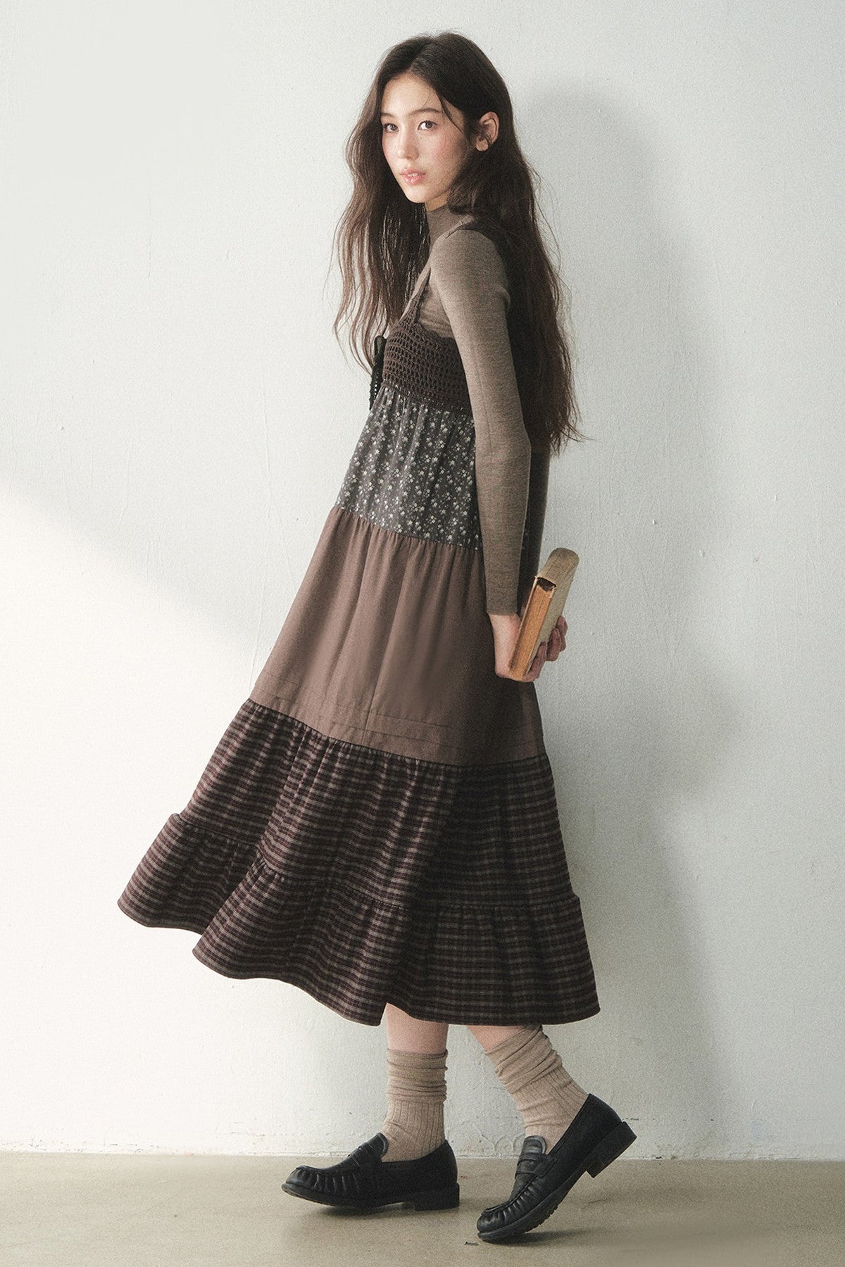 Floral Plaid Patchwork Cake Dress