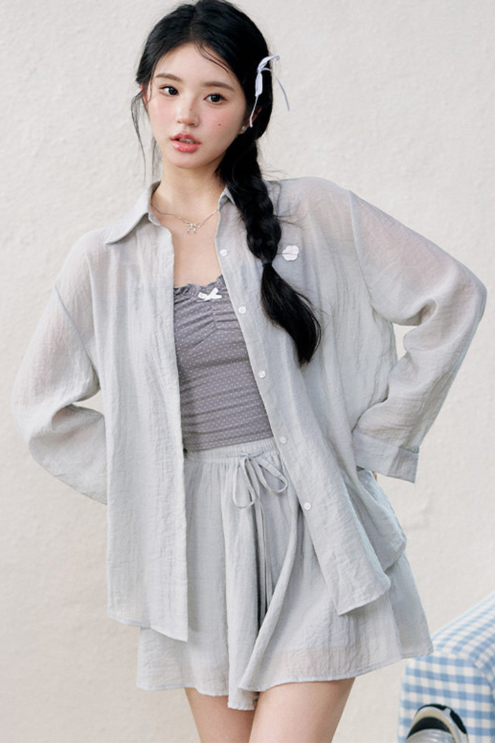 High-Waist-Camisole-Shirt-und-Rock-Set