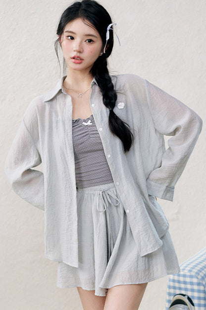 High-Waist-Camisole-Shirt-und-Rock-Set