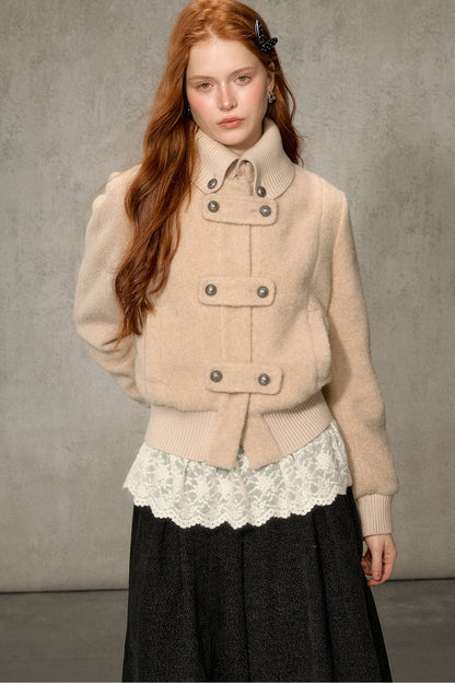 High-Neck Layered-Look Jacket