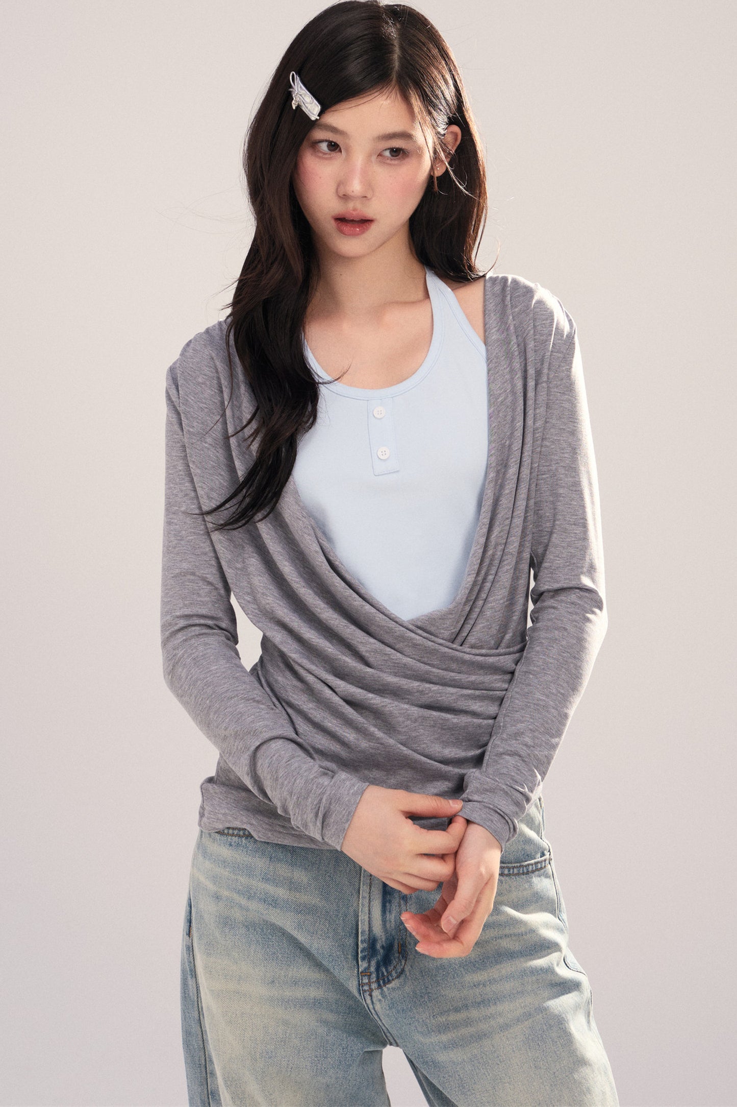 Layered-Look Long-Sleeve Top