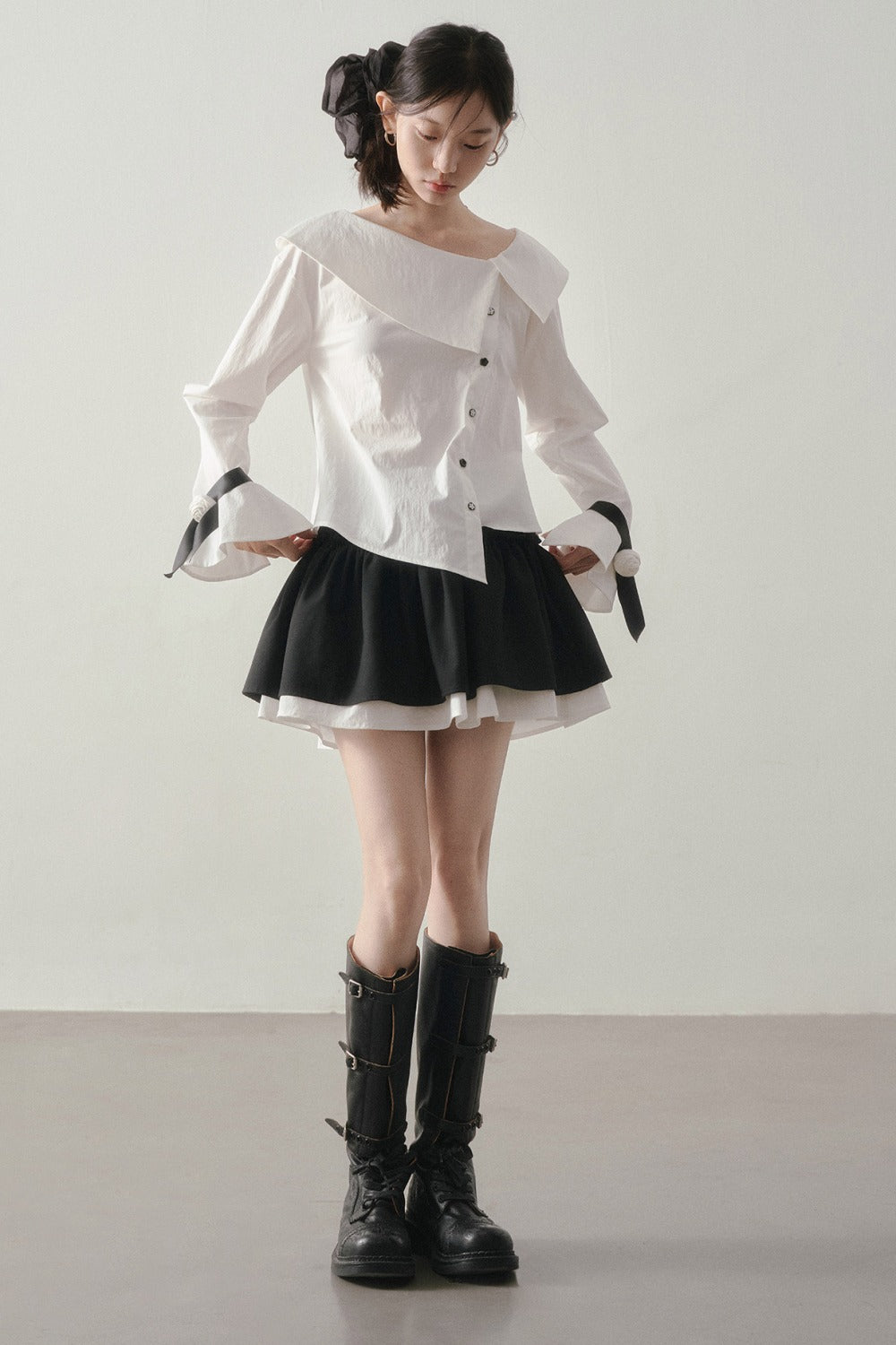 Horse Hoof Sleeve Diagonal Placket Shirt