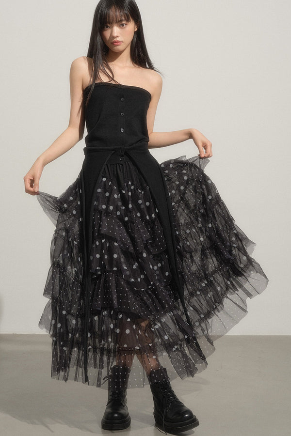 Sparkling Polka Dot Mesh Skirt