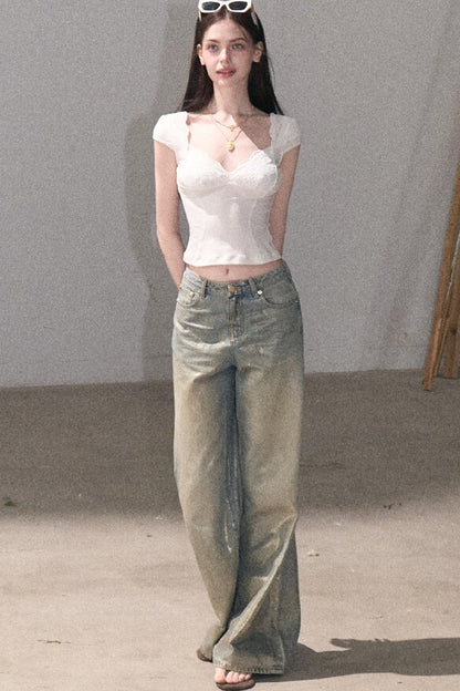 Retro Gradient Cotton Jeans