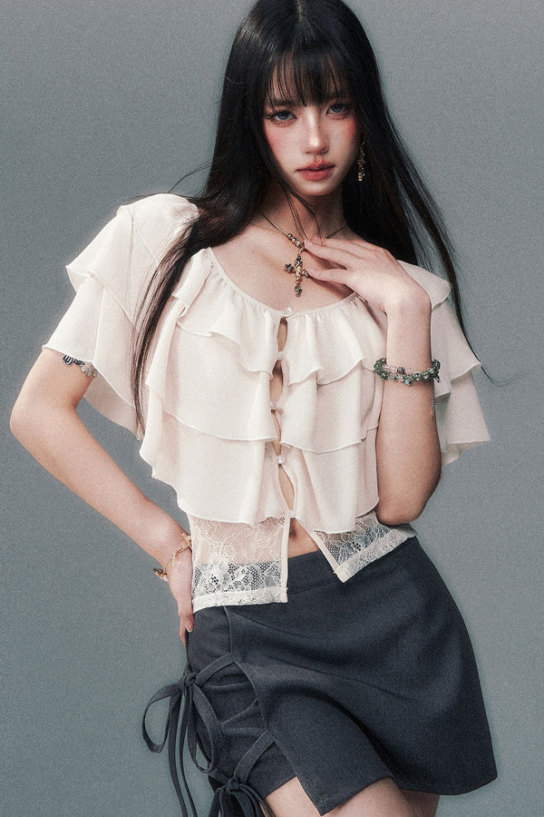 Layered Ruffle Chiffon Blouse