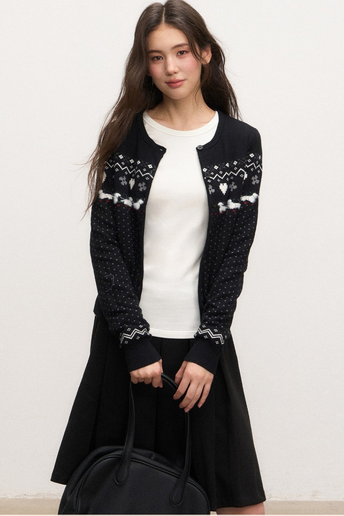 Fair Isle Cardigan Skirt Set