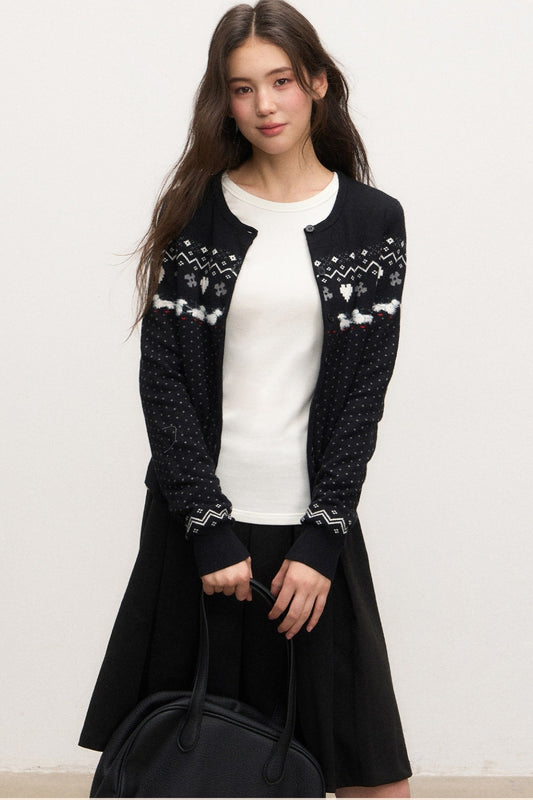Fair Isle Cardigan Skirt Set