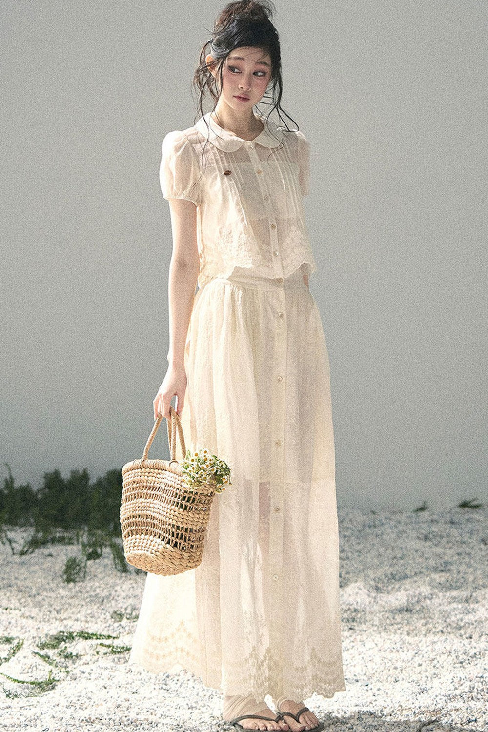 French Floral Lace Two-Piece Set