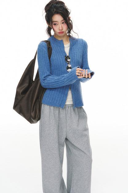 Blue Knitted Cardigan Set-Up