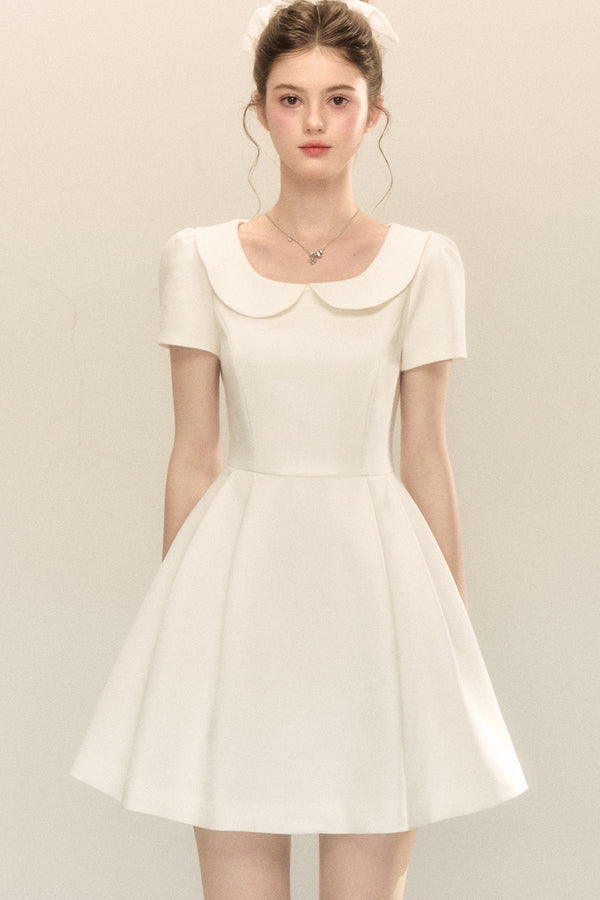 Short-Sleeved Doll Collar Puffy A-Line Dress