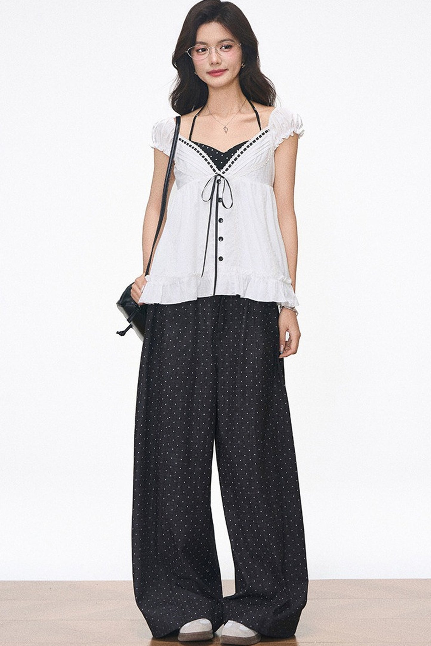 Lace Puff Sleeve Blouse Set-Up