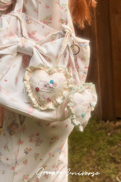 Hand-Painted Heart Pendant Soft Bag
