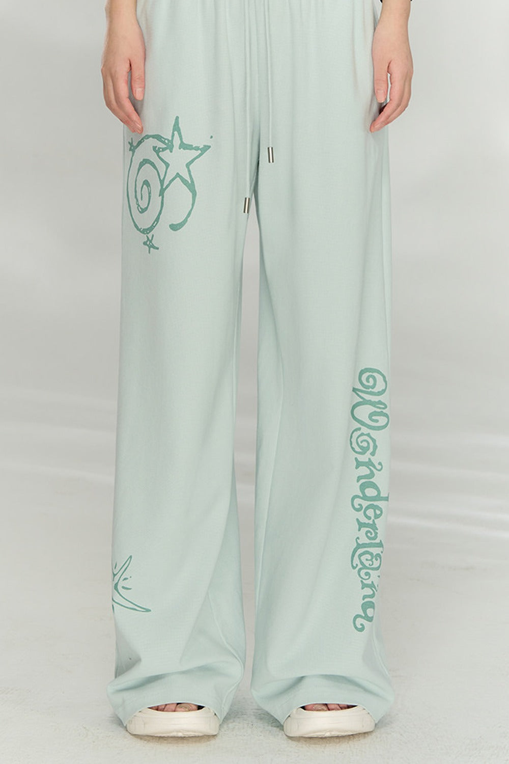 Waffle Knit Print Sweatshirt and Pants Set-Up