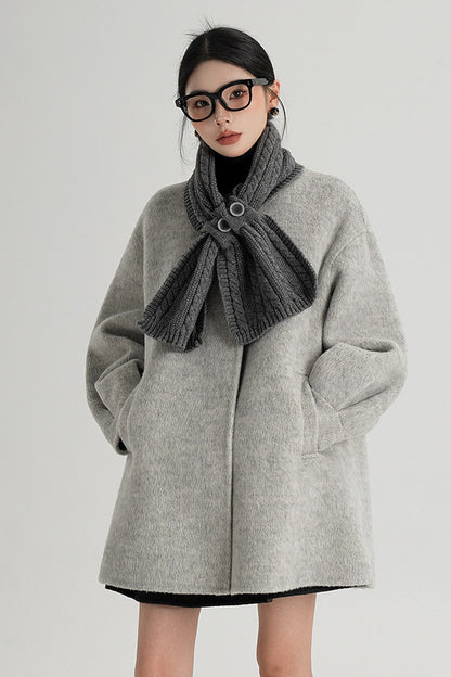 Scarf Collar Double-Sided Wool Coat