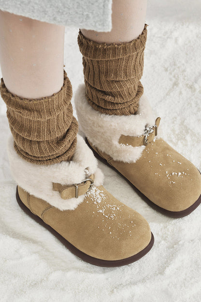 Fleece-Lined Flat Snow Boots