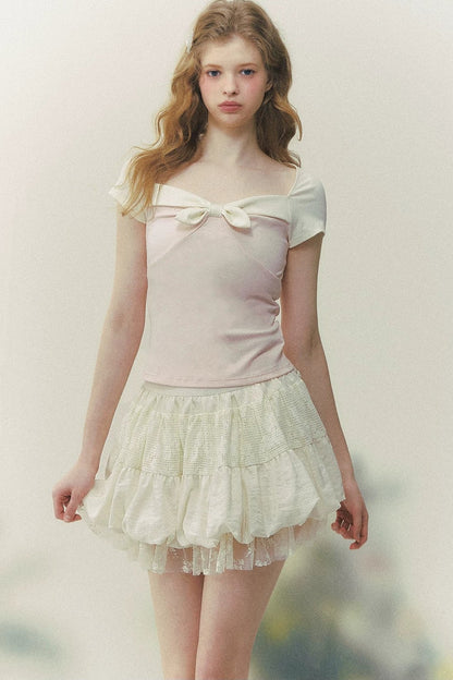 Preppy Square Neck Bow Tie Top