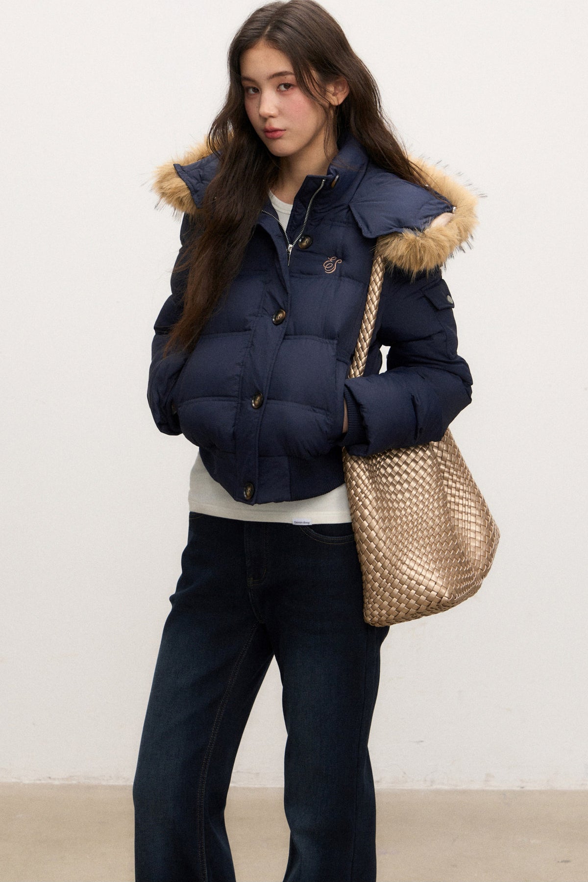 Fur Collar Down Jacket and Pants Set-Up
