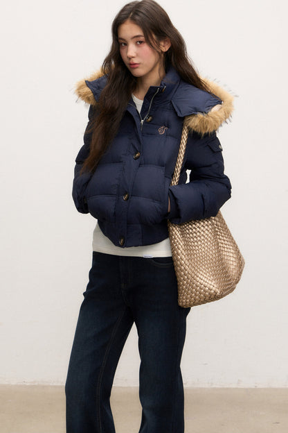 Fur Collar Down Jacket and Pants Set-Up