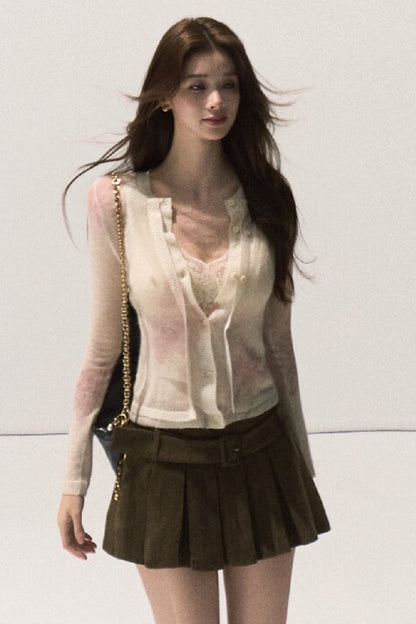 Lyocell High-Waisted Pleated Skirt