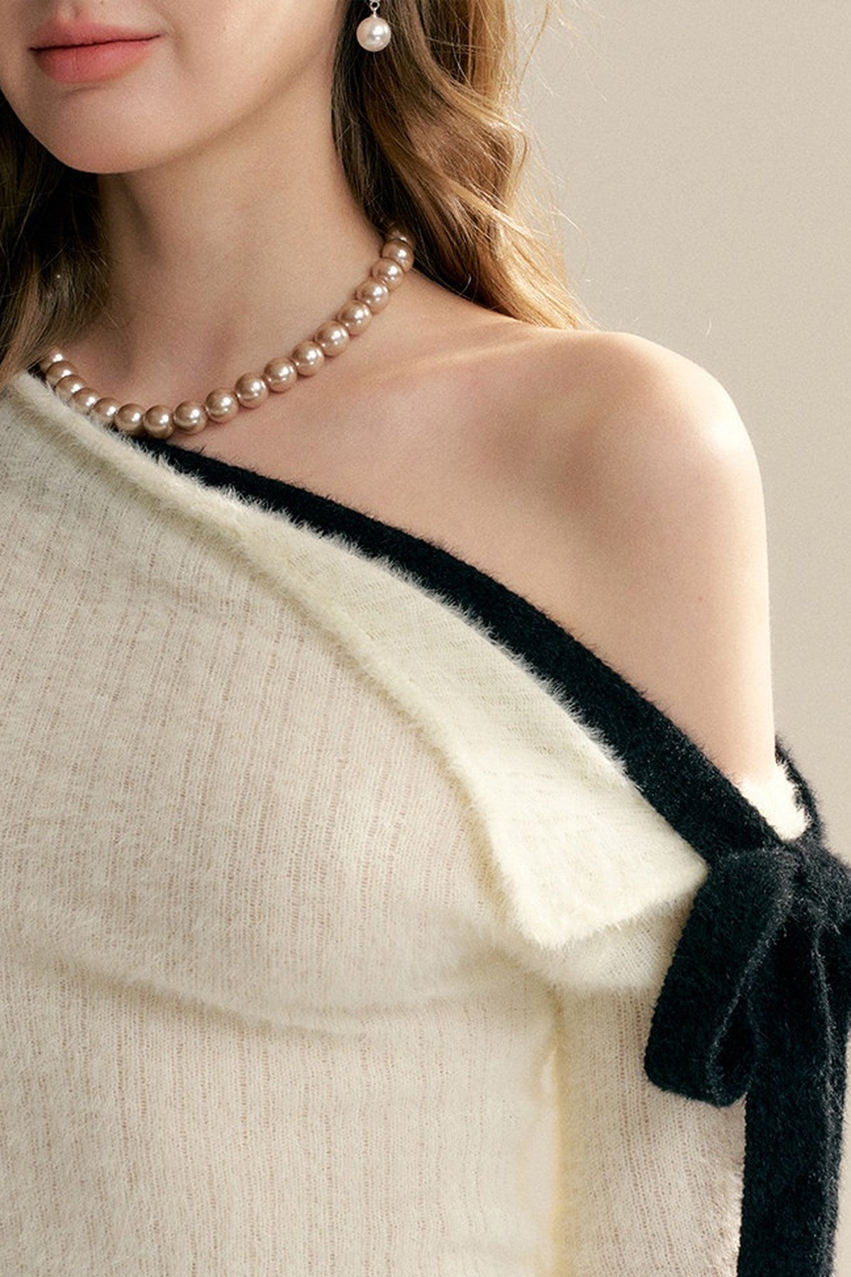 Asymmetrical Bow Tie Knit Top