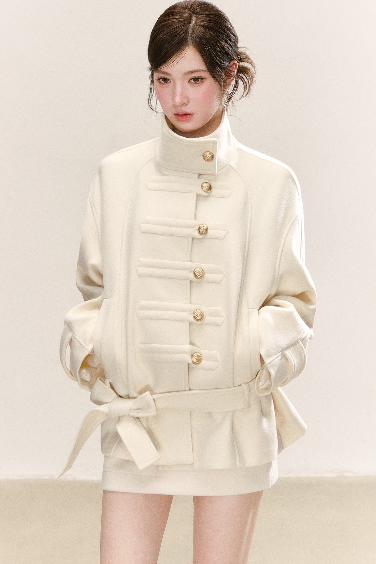 Loose Stand Collar Woolen Jacket
