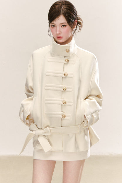 Loose Stand Collar Woolen Jacket