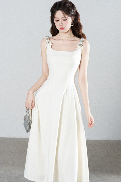 Elegant White Drapey Dress