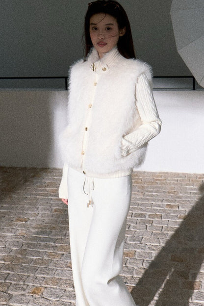 Vintage Eco-Friendly Fur Cable Knit Jacket