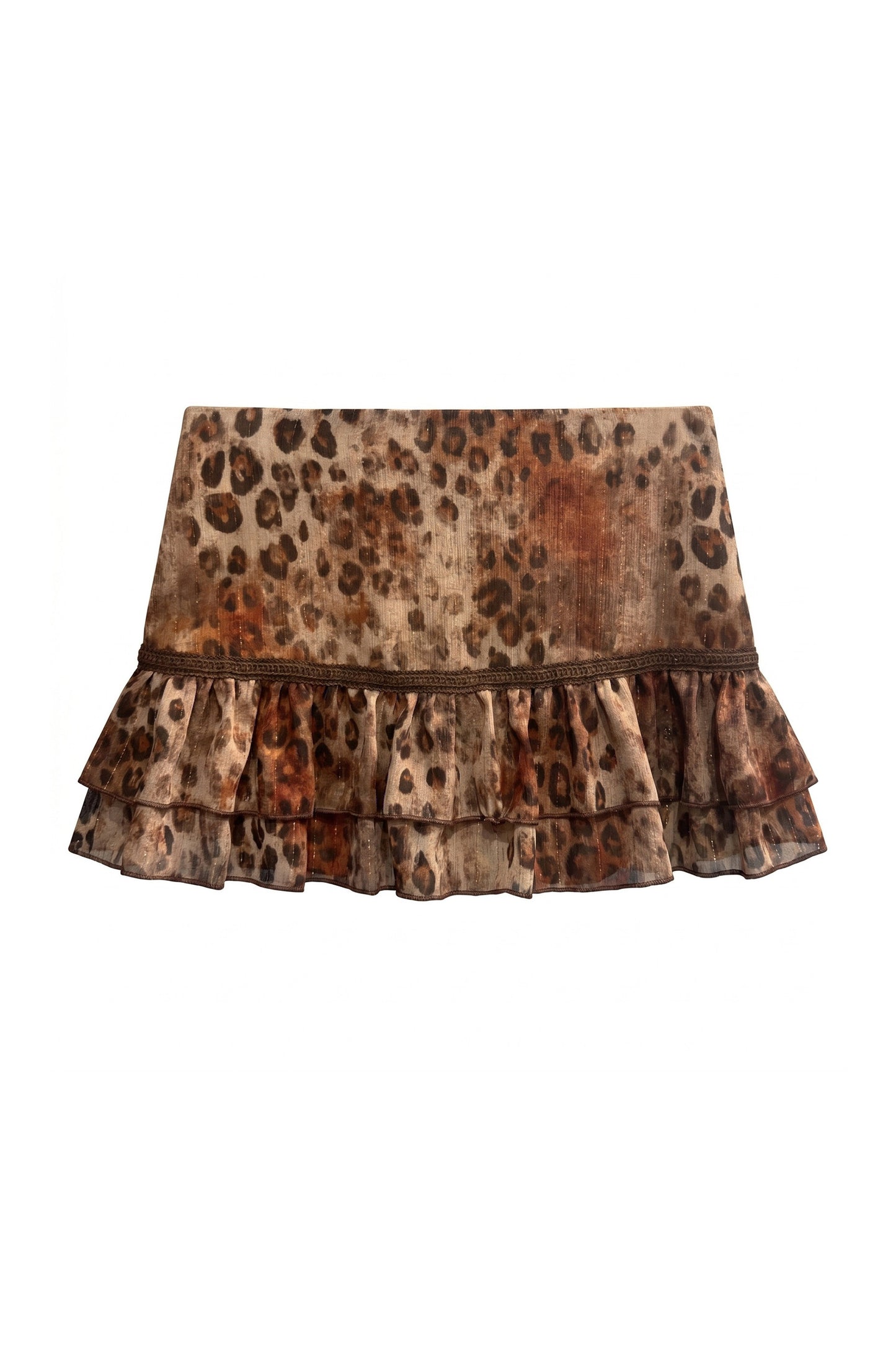 Conjunto de top halter de punto con lazo y falda de estampado de leopardo