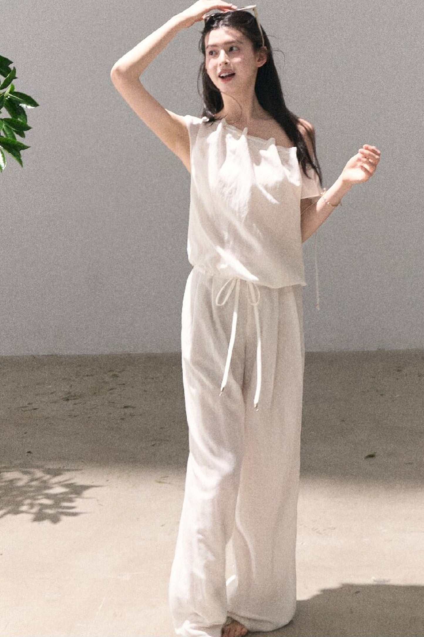 Lyocell Linen Wide-Leg Pants